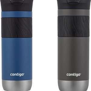 Contigo Byron Vacuum-Insulated Stainless Steel Travel Mug with Leak-Proof Lid, Reusable Coffee Cup or Water Bottle, BPA-Free, Keeps Drinks Hot or Cold for Hours, 20oz 2-Pack, Sake & Blue Corn-4